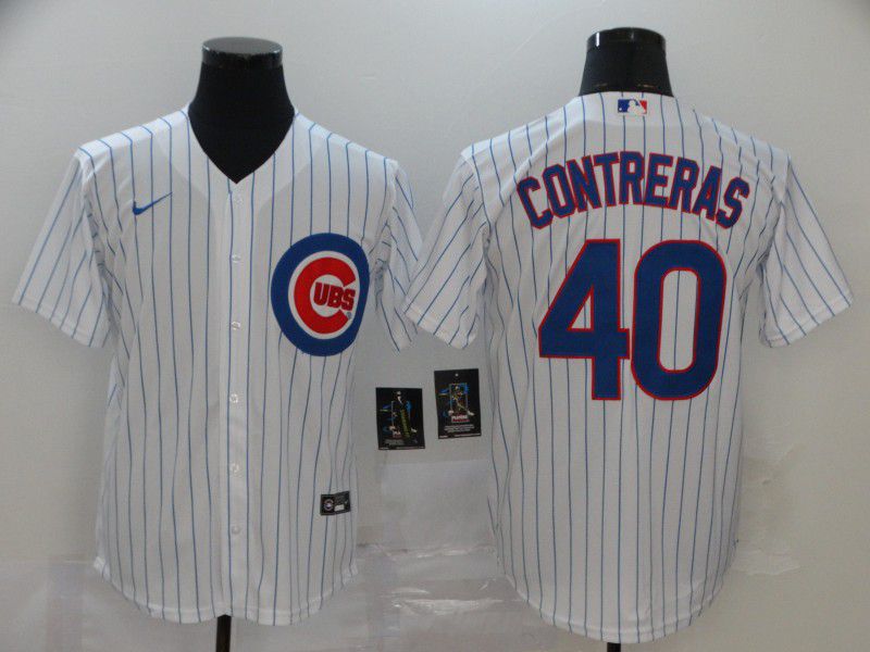 Men Chicago Cubs 40 Contreras White Game Nike MLB Jerseys